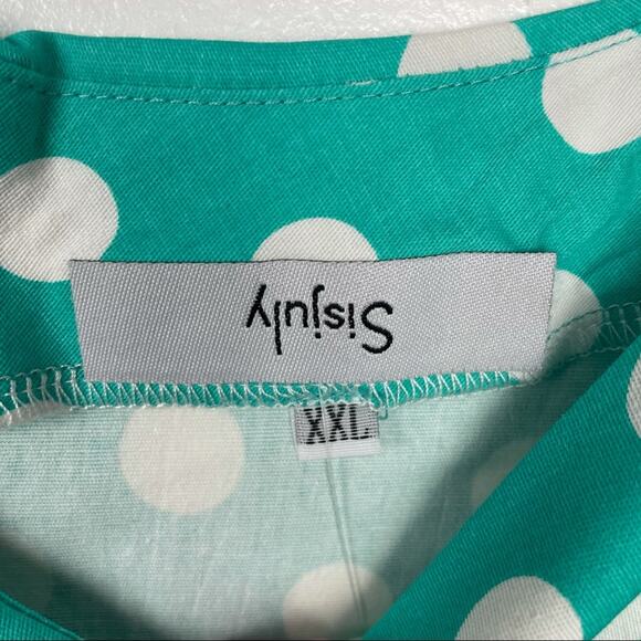 Mint Green Polka Dot Dress Ruffle Sleeves XXL - Picture 11 of 13